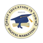 white and blue modern digital marketing logo